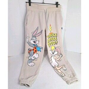 WB 100 Looney Tunes Flintstones Bugs Lola Bunny Sweatpants Womens Small Juniors